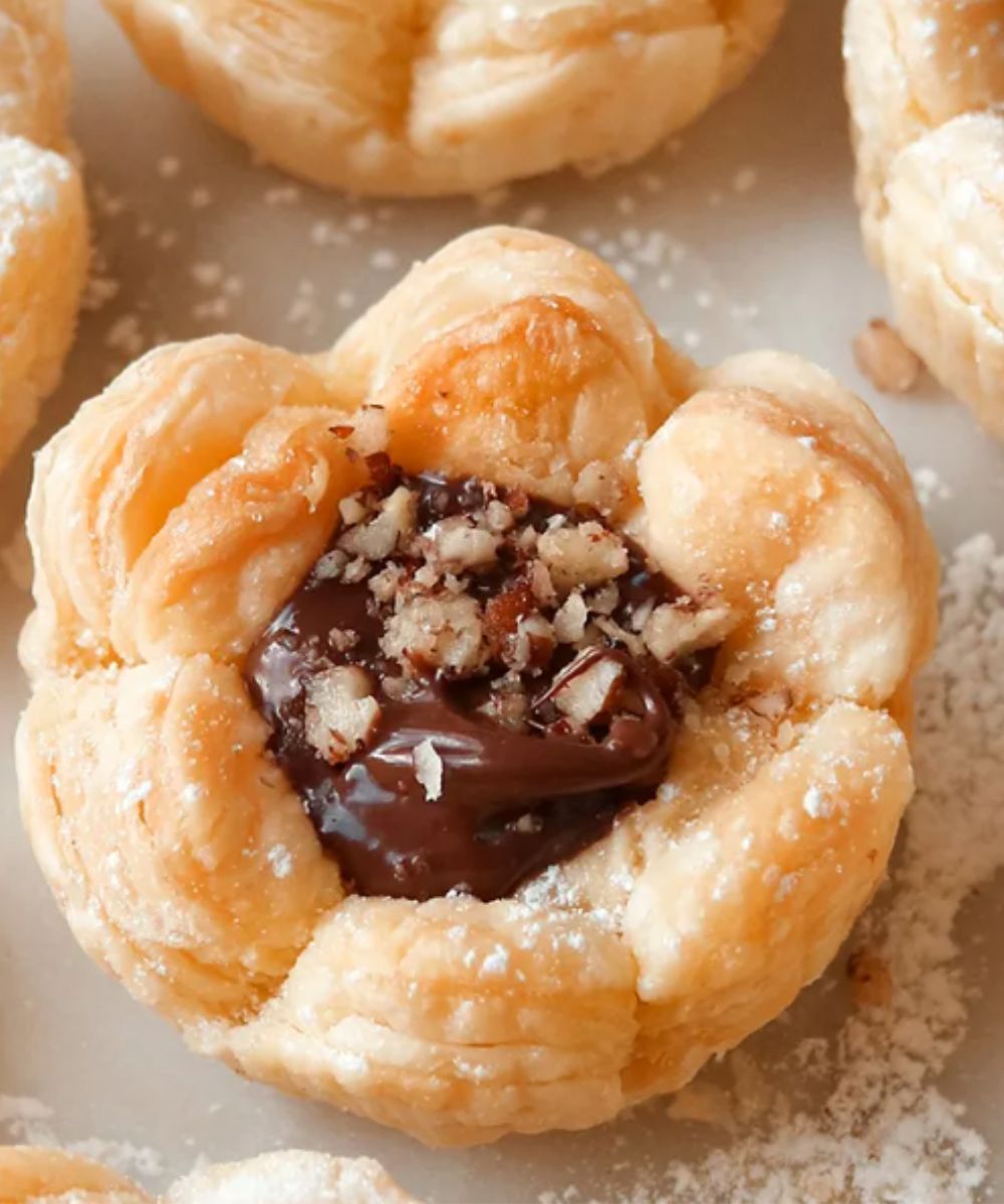 Fiori di pasta sfoglia alla nutella