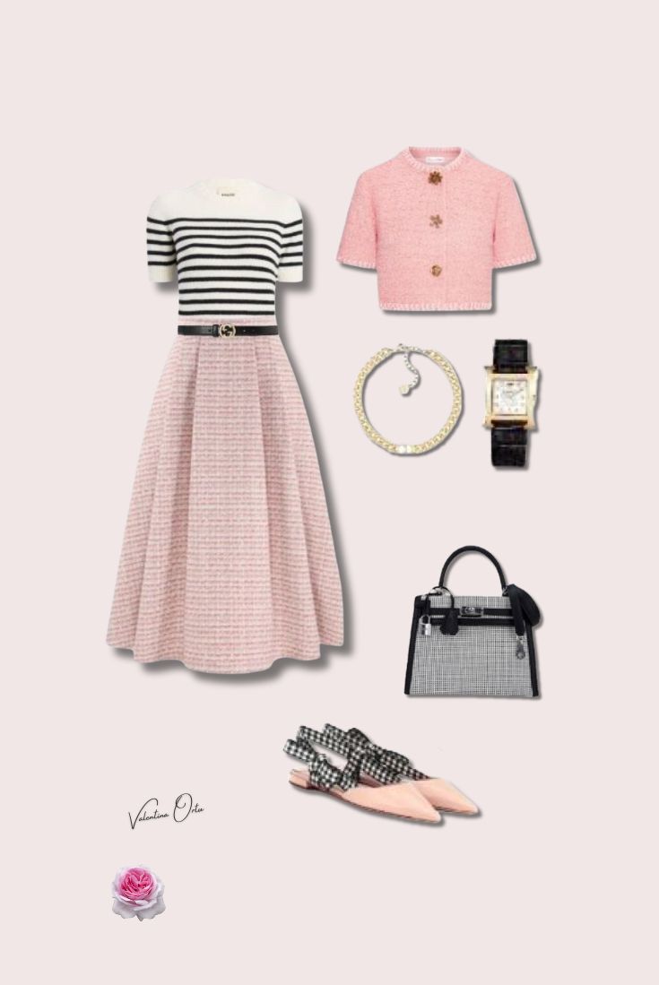 Rosa e Righe: Il Tuo Nuovo Outfit Bon Ton per Brillare con Eleganza!